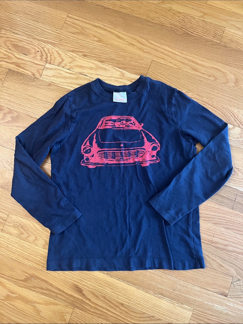 Hanna Andersson Navy Long-Sleeve Tee with Red Car Print